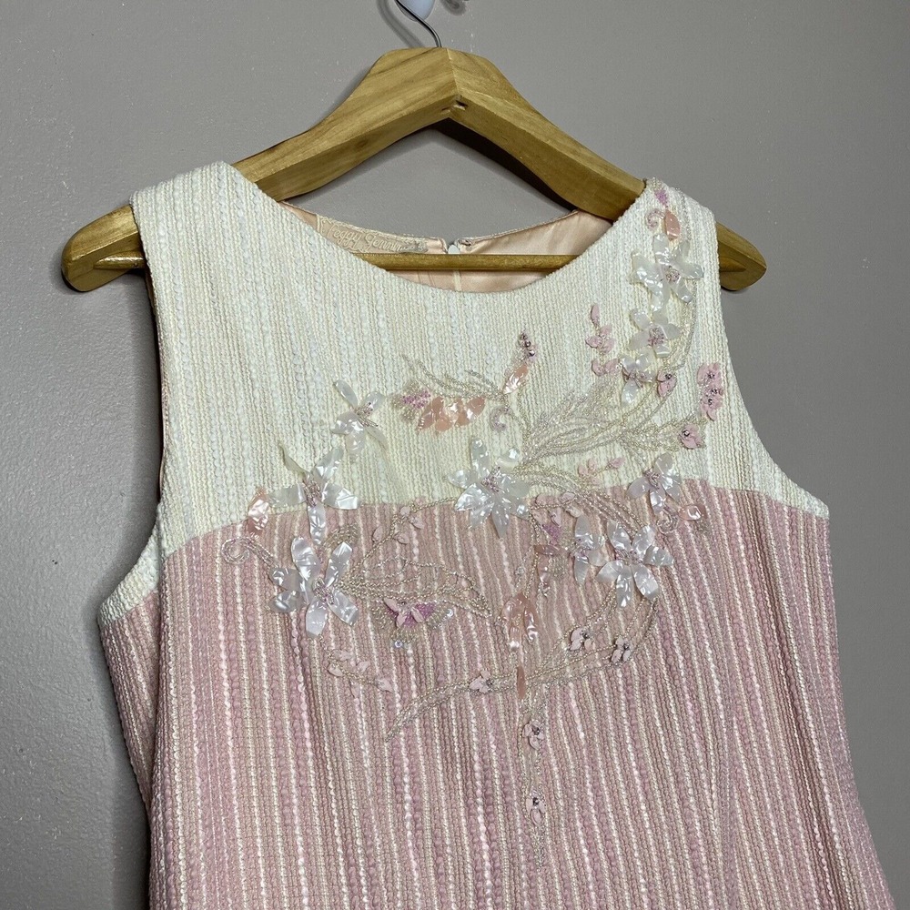 Peggy Jennings Pink Ivory Bubble Textured Sleeveless Shift Dress Size M - Picture 3 of 16